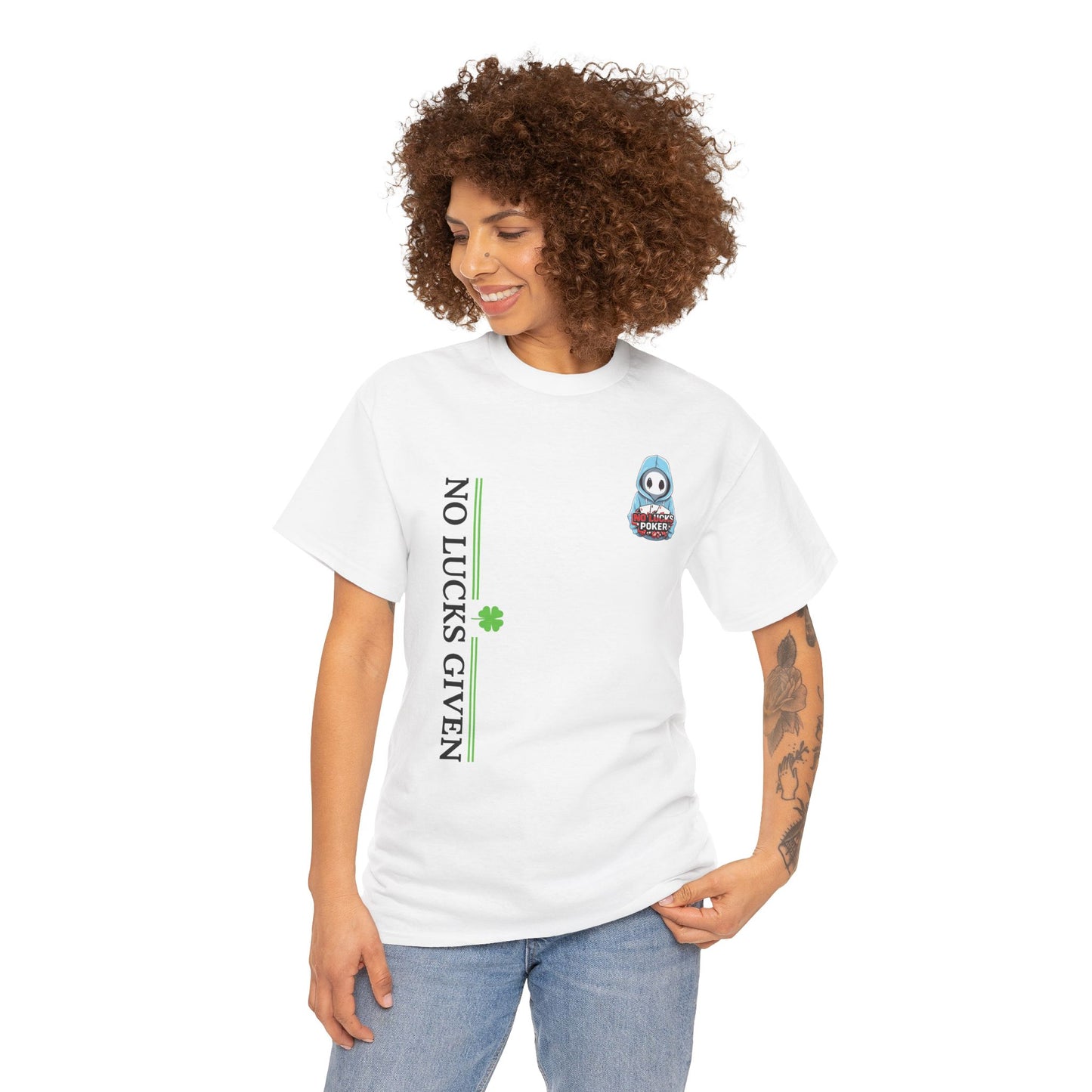 No Lucks Given – Ghost Logo Poker T-Shirt | Stealth Blackout Style
