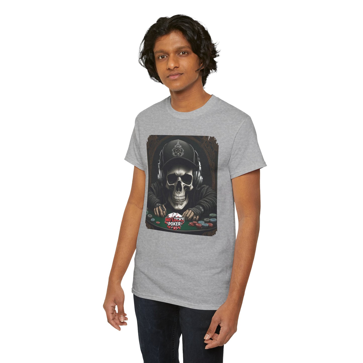 No Lucks Given – Hoodie Skull & Headphones Poker Tee