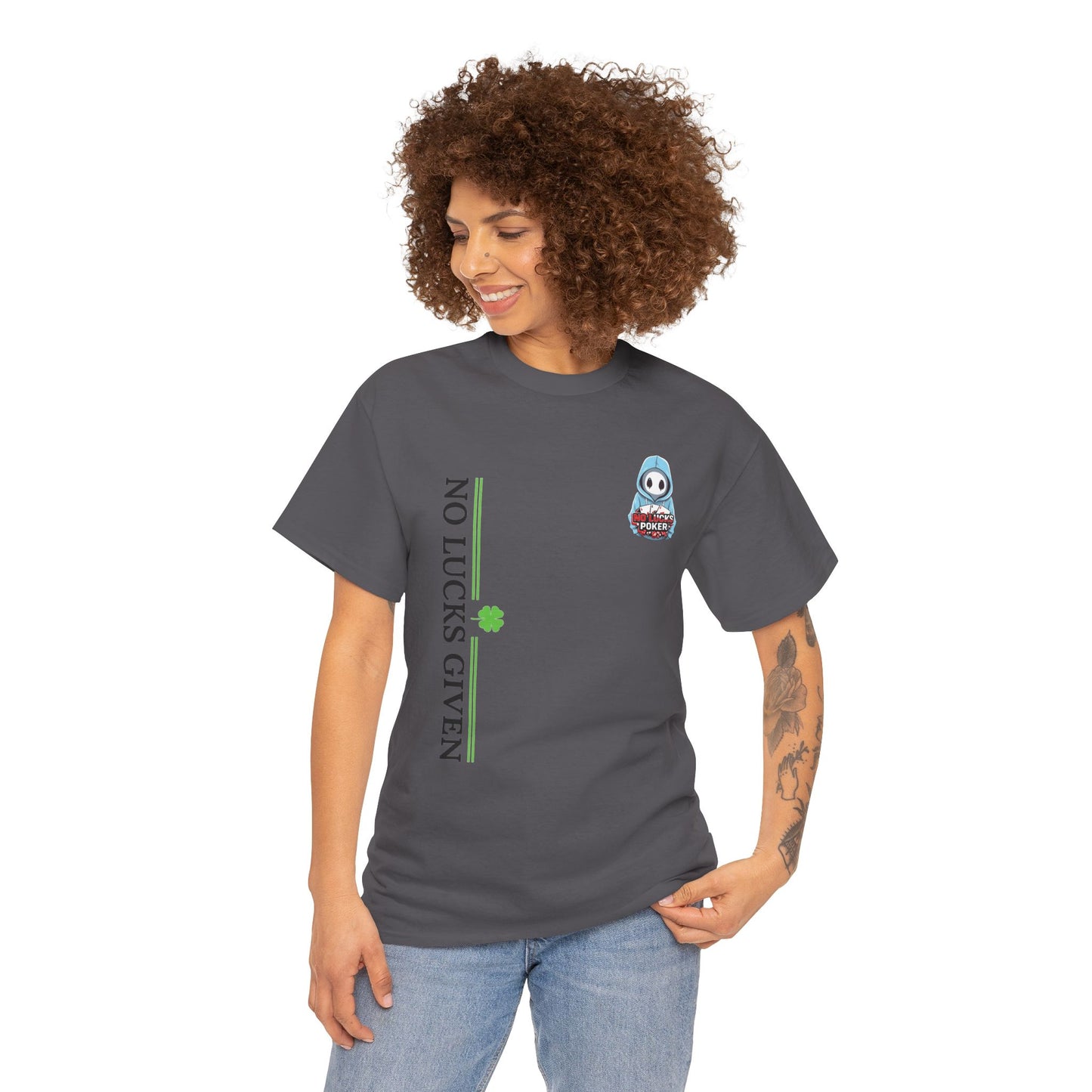 No Lucks Given – Ghost Logo Poker T-Shirt | Stealth Blackout Style