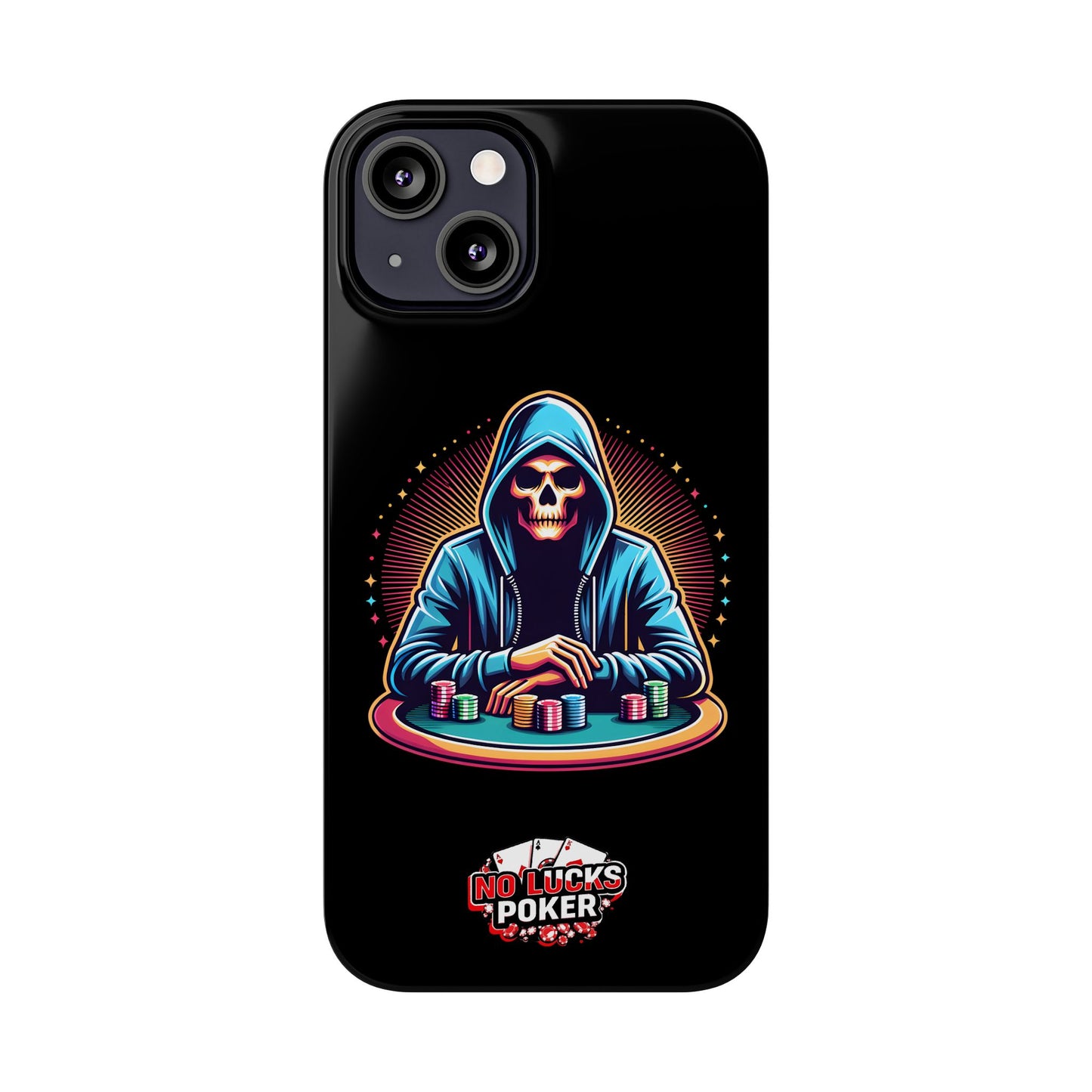 Poker Player with Skull at Poker Table Slim Phone Case -  iPhone 13 - 15