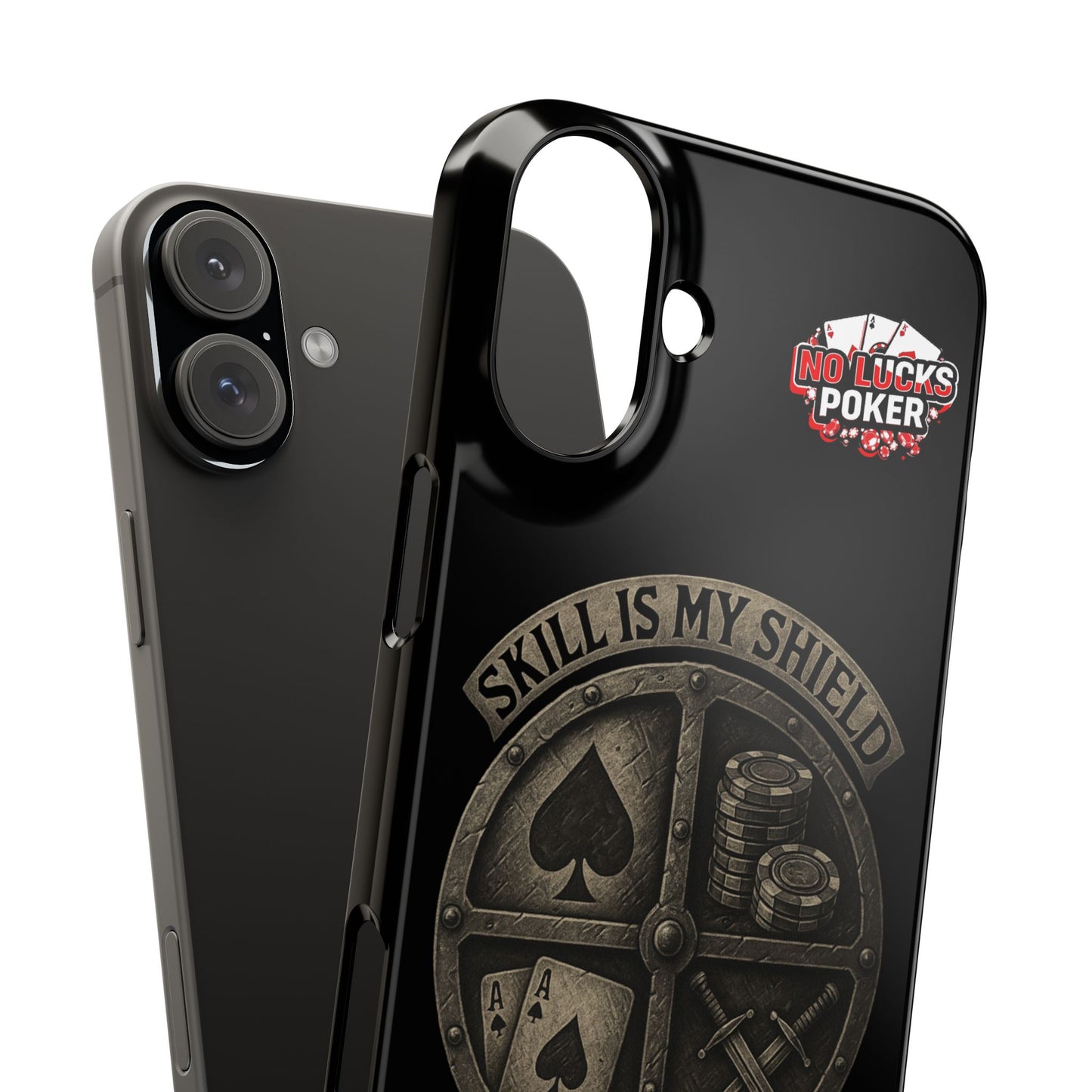 Skill Is My Shield Poker Phone Case | Zero Lucks – Ace of Spades & Crossed Swords -  iPhone 13 - 16