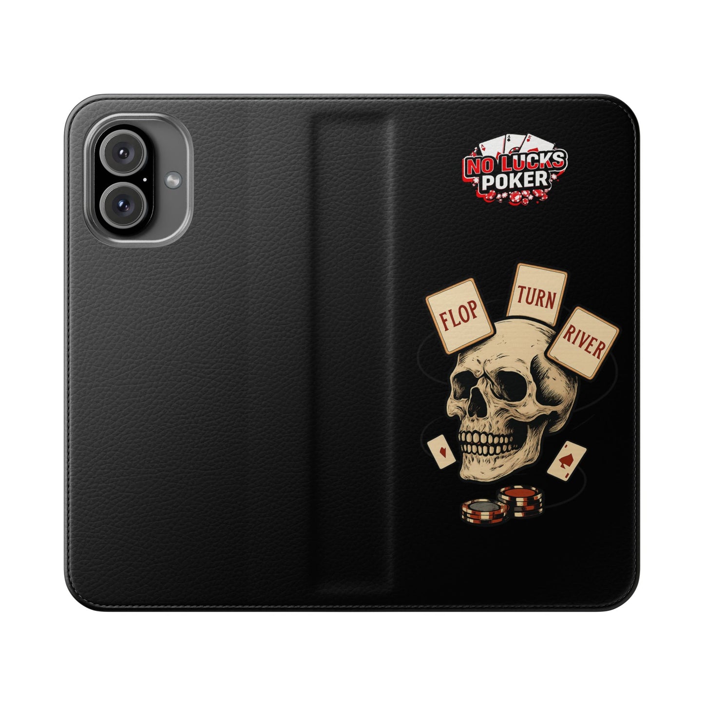 Flop Turn River Skull Wallet Phone Case | Zero Lucks – Poker Grind Gear