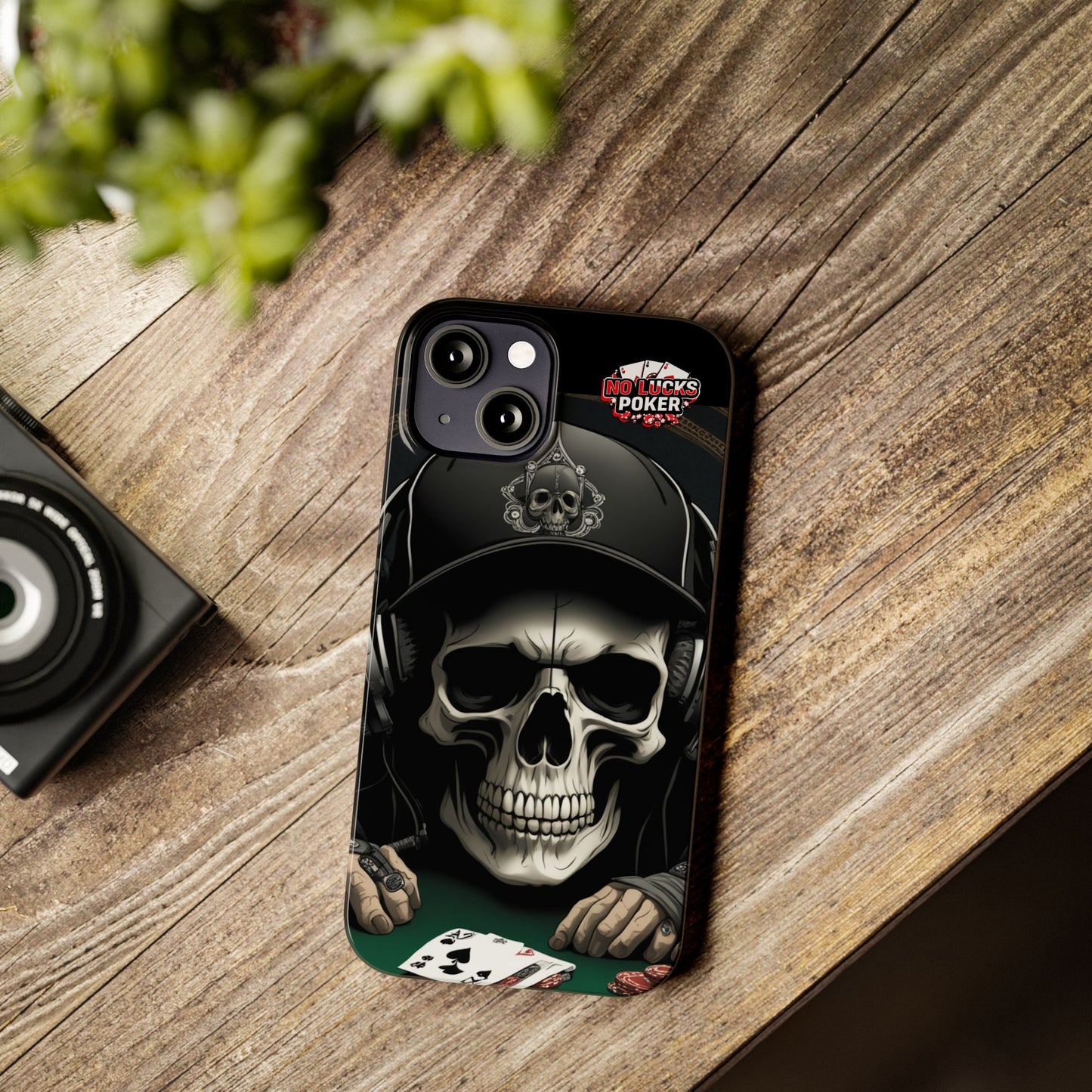 Poker Player with Skull at Poker Table Slim Phone Case -  iPhone 13 - 16