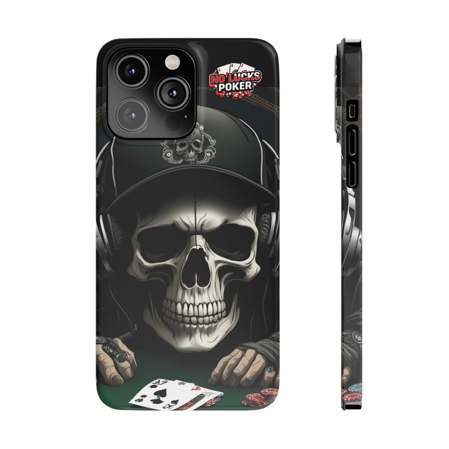 Poker Player with Skull at Poker Table Slim Phone Case -  iPhone 13 - 16