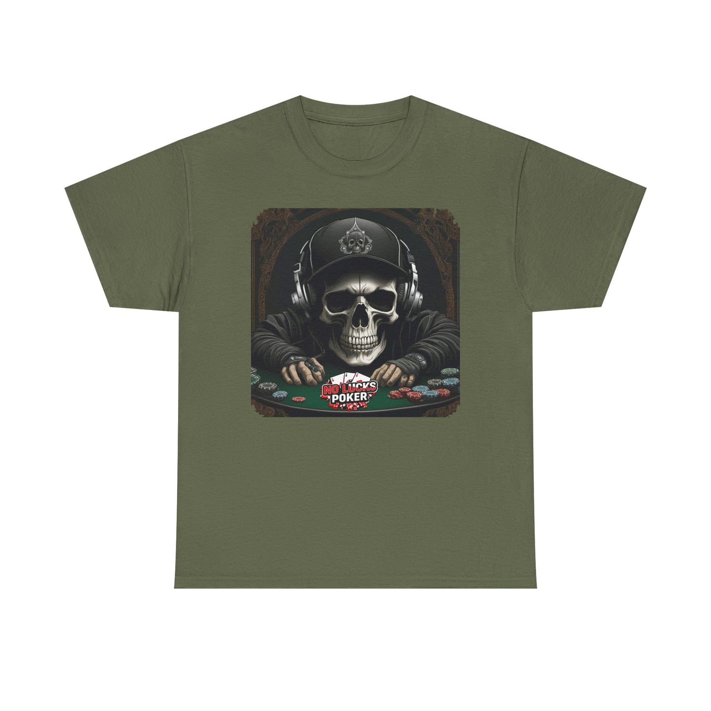 No Lucks Given – Hoodie Skull & Headphones Poker Tee