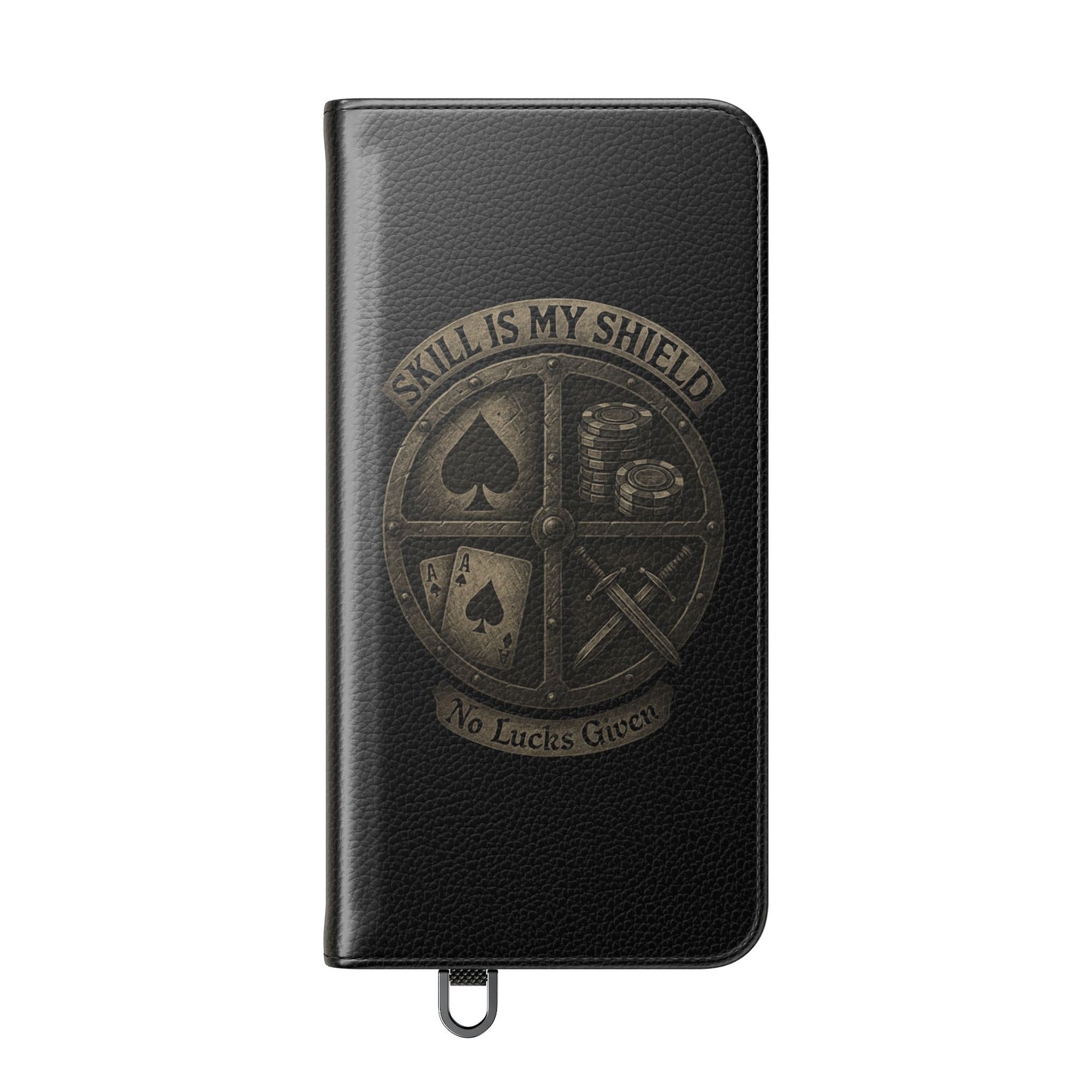 Skill Is My Shield Poker Phone Case | Zero Lucks – Ace of Spades & Crossed Swords – iPhone & Android Phone Cover