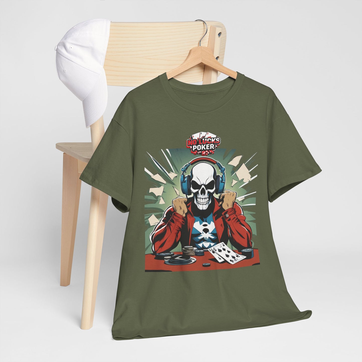 No Lucks Given – Poker Skull w/ Headphones Tee (Hero/Villain Edition)