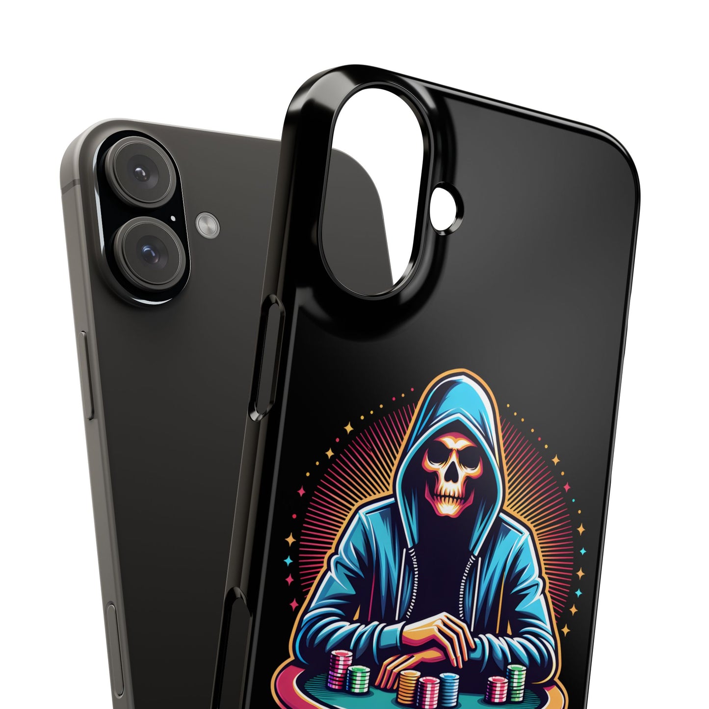 Poker Player with Skull at Poker Table Slim Phone Case -  iPhone 13 - 15