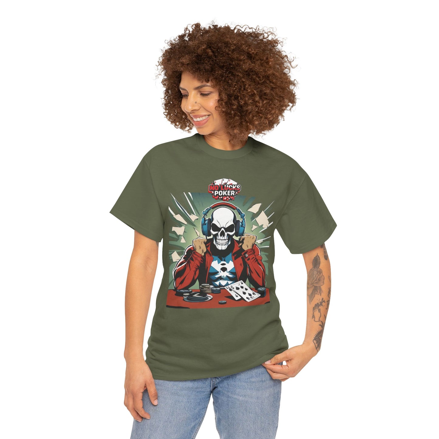 No Lucks Given – Poker Skull w/ Headphones Tee (Hero/Villain Edition)