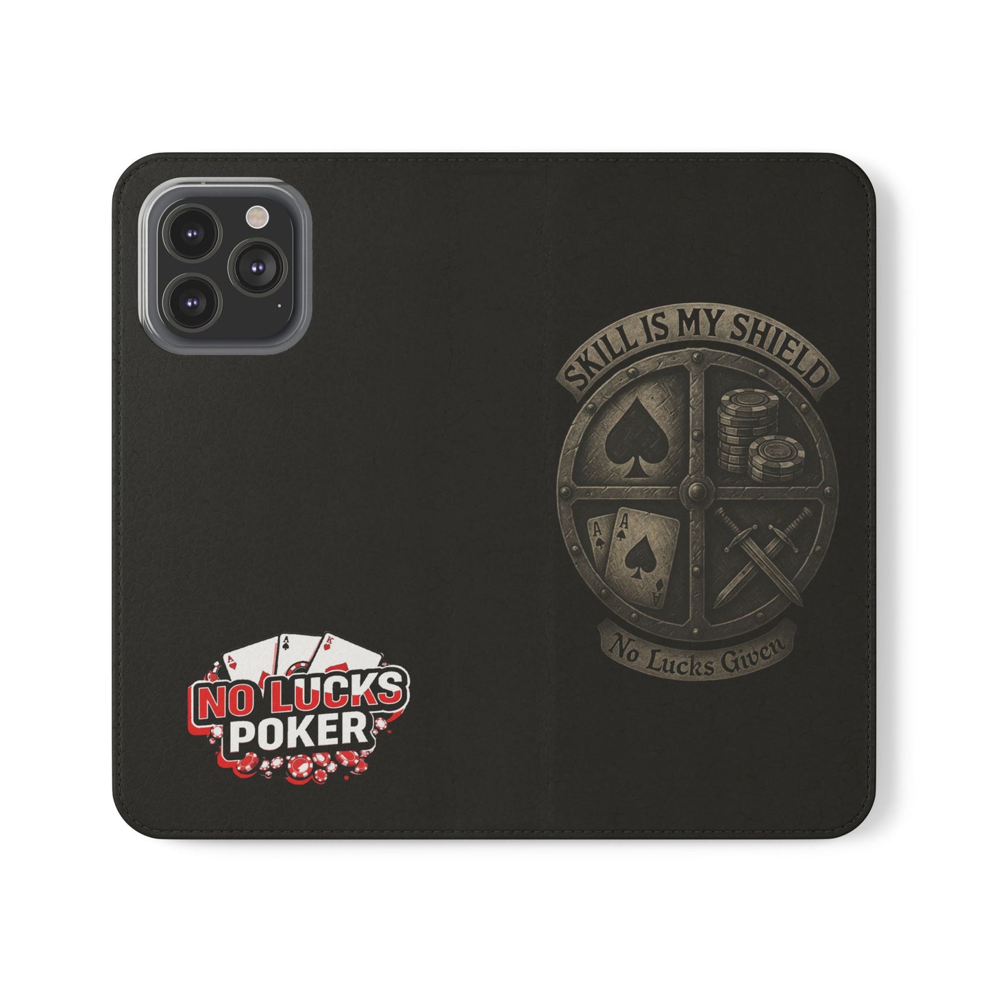 Skill Is My Shield Poker Phone Case | Zero Lucks – Ace of Spades & Crossed Swords – iPhone & Android Phone Cover