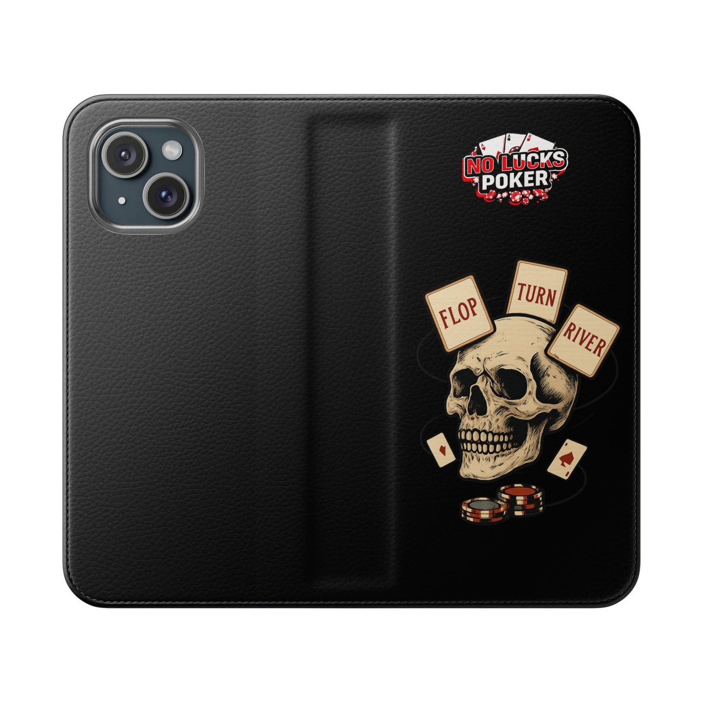 Flop Turn River Skull Wallet Phone Case | Zero Lucks – Poker Grind Gear