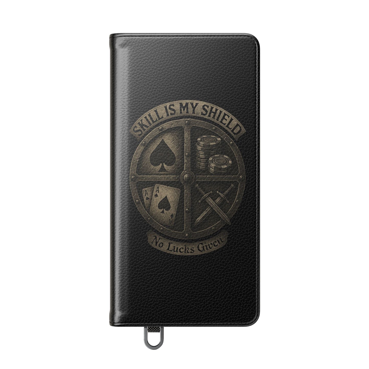 Skill Is My Shield Poker Phone Case | Zero Lucks – Ace of Spades & Crossed Swords – iPhone & Android Phone Cover