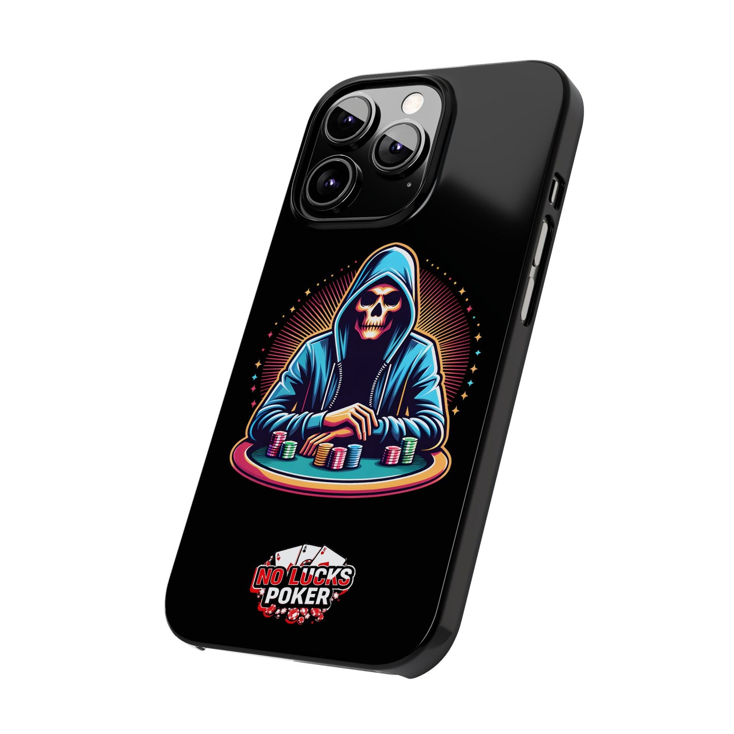 Poker Player with Skull at Poker Table Slim Phone Case -  iPhone 13 - 15