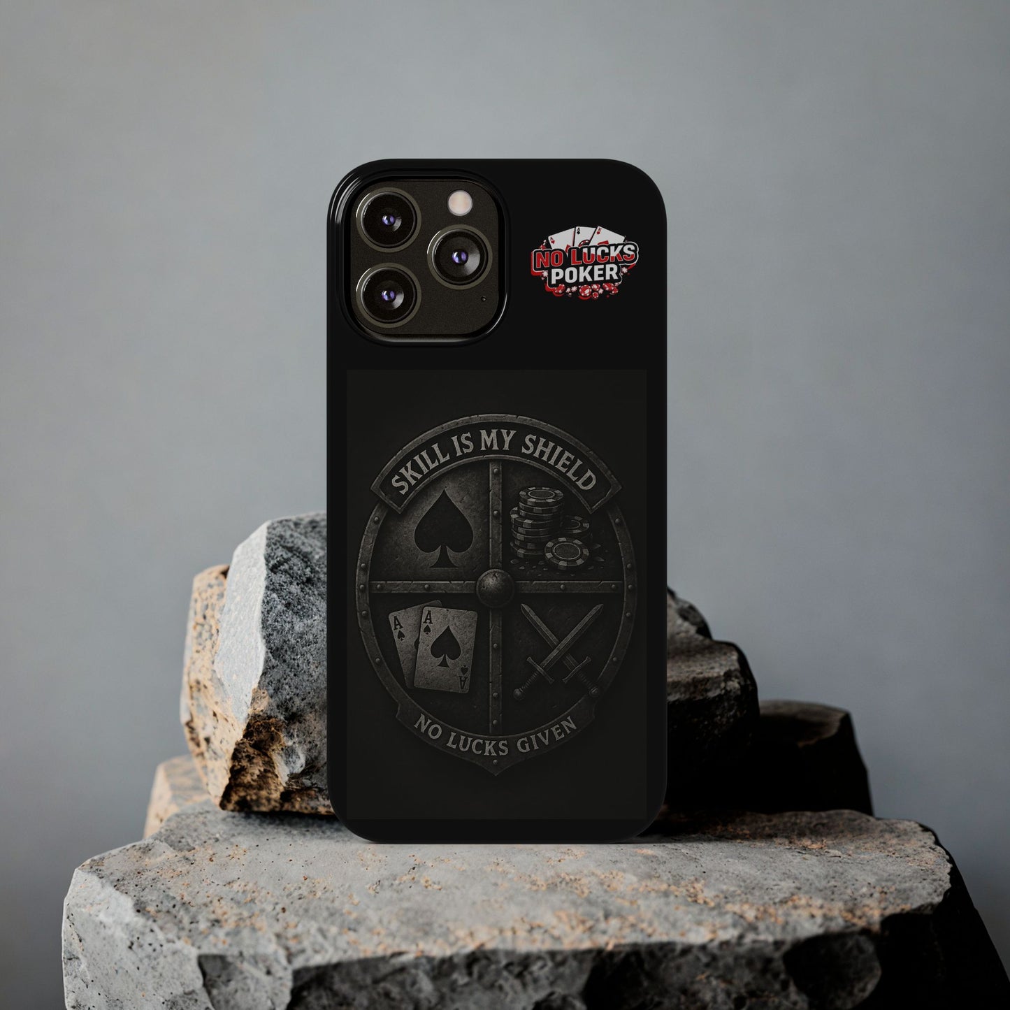 Skill Is My Shield Poker Phone Case | Zero Lucks – Ace of Spades & Crossed Swords -  iPhone 13 - 16